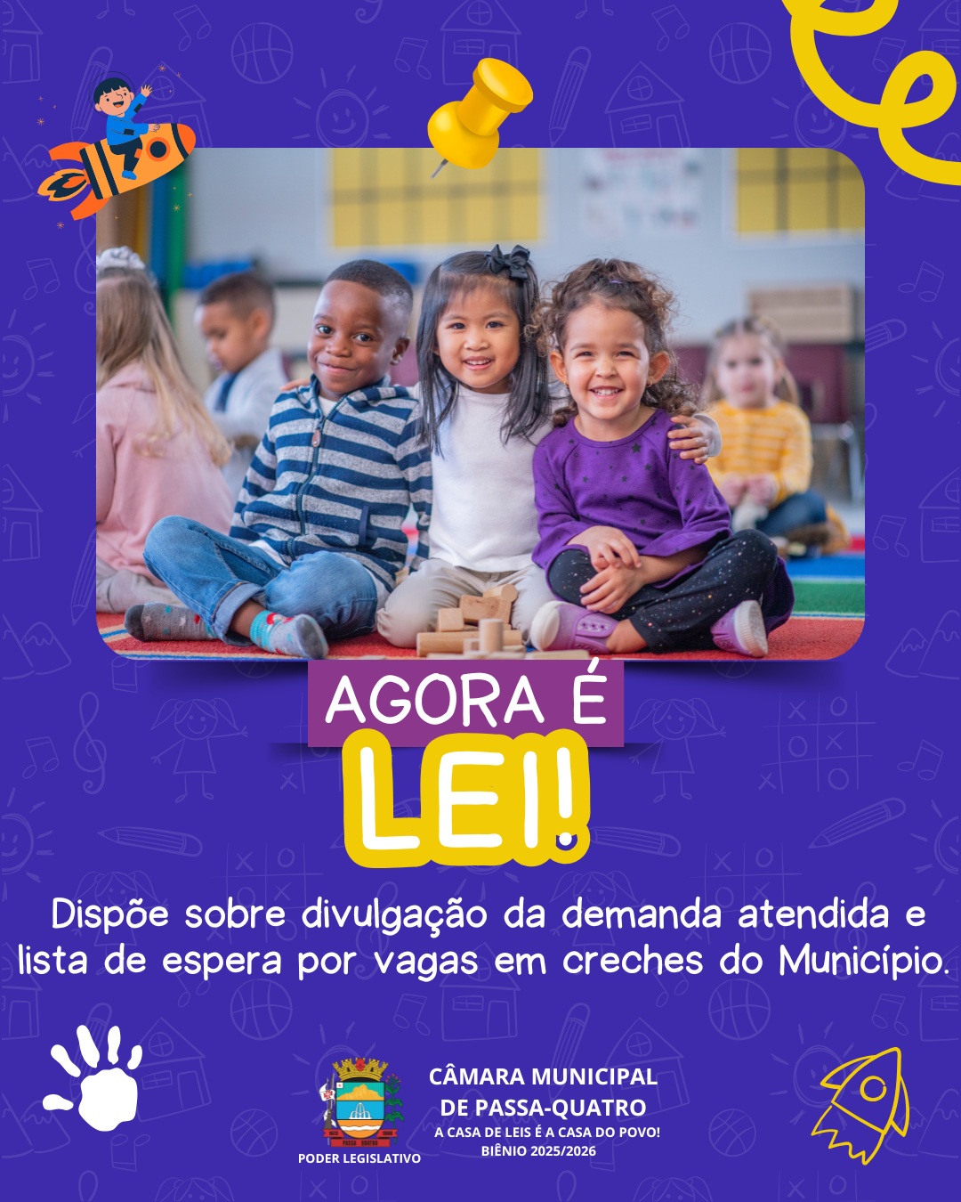 Agora é Lei: Divulgação da demanda atendida e lista de espera por vagas em creches do Município