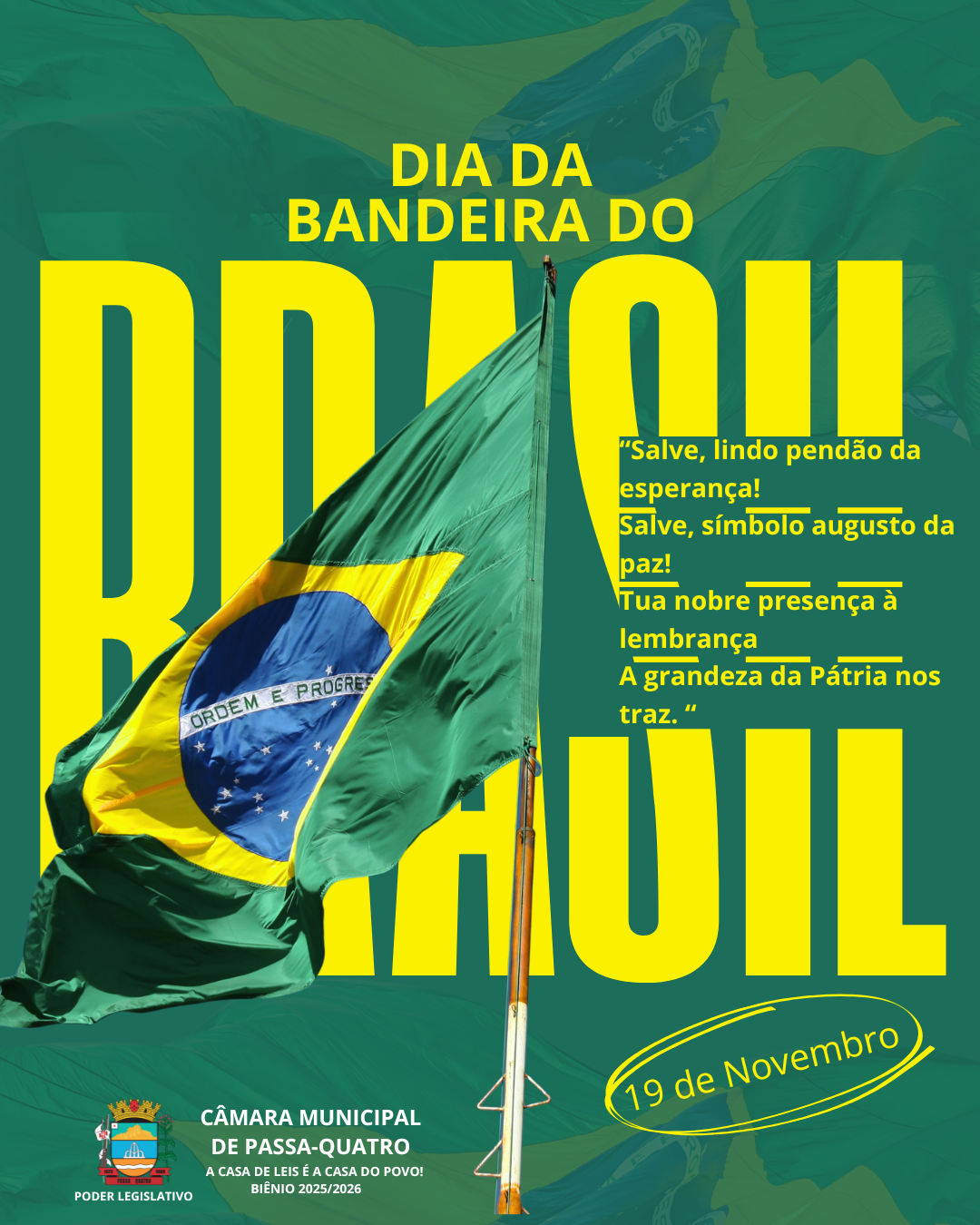 Dia da Bandeira do Brasil é celebrado neste 19 de novembro